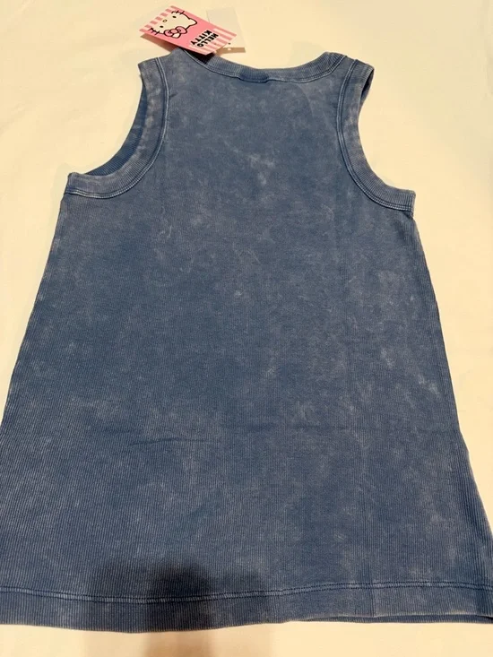 Hello Kitty Mineral Wash Blue Ribbed Tank Top M NWT - Picture 4 of 4